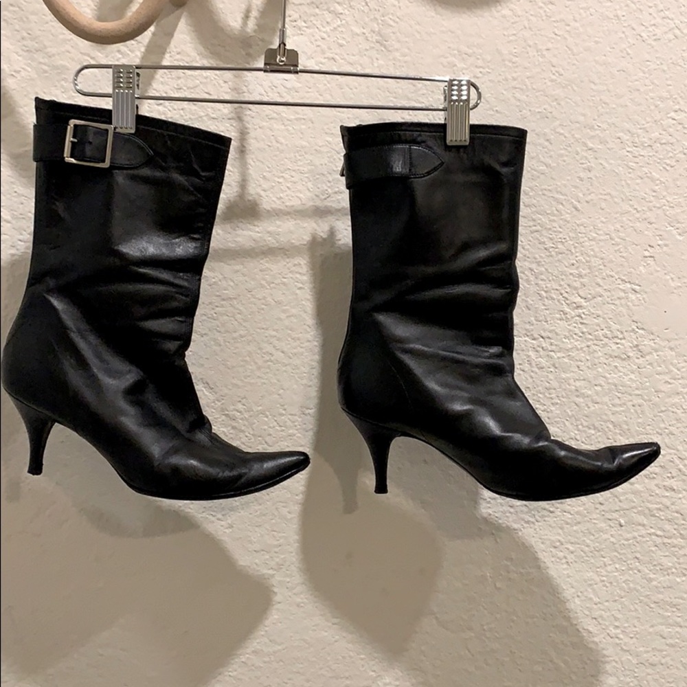 Marc Jacobs kitten heel black motorcycle boots